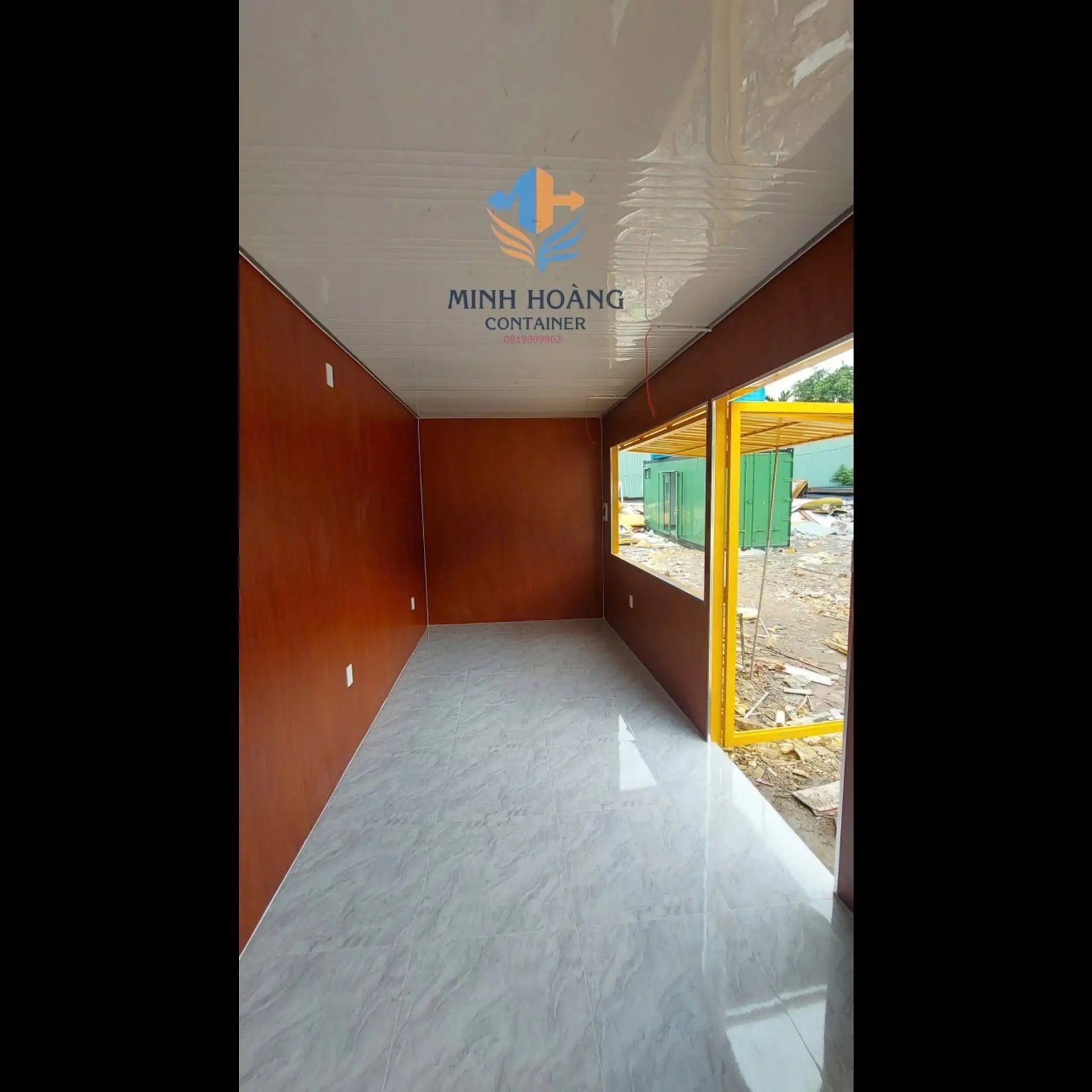 Container Cafe 20 Feet Vàng Ốp Gỗ Mẫu 2